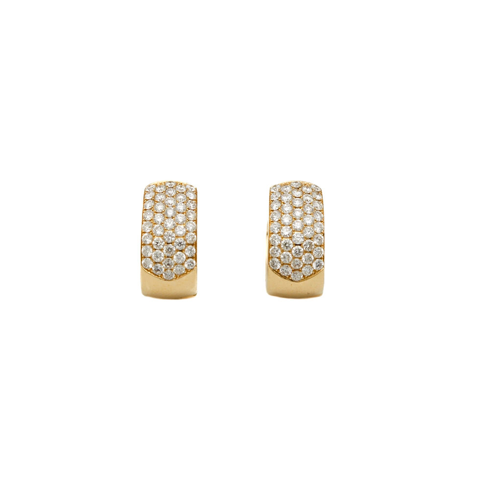 Thumbnail: Yellow Gold and diamond HuggieEarrings