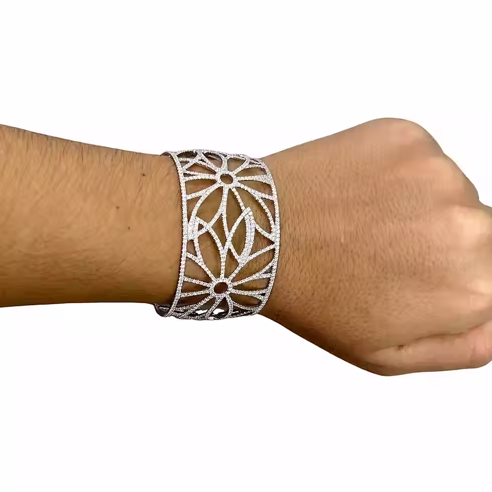 Thumbnail: Flower Motif Diamond Cuff in 18 karat Gold with 8.55 carats in Diamonds