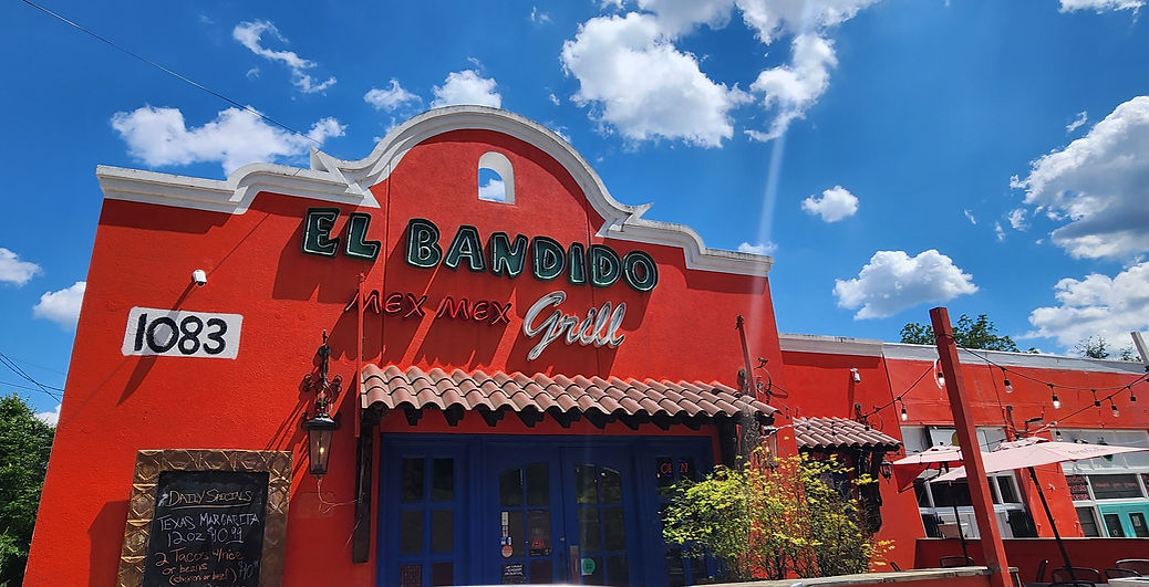 Mexican Restaurant facade in bright red