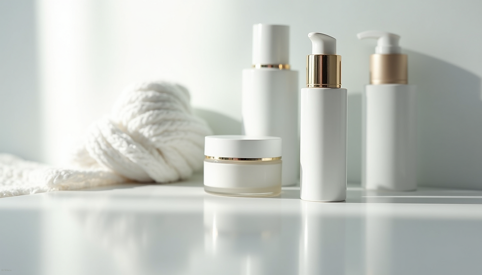 Science-backed skincare products on display