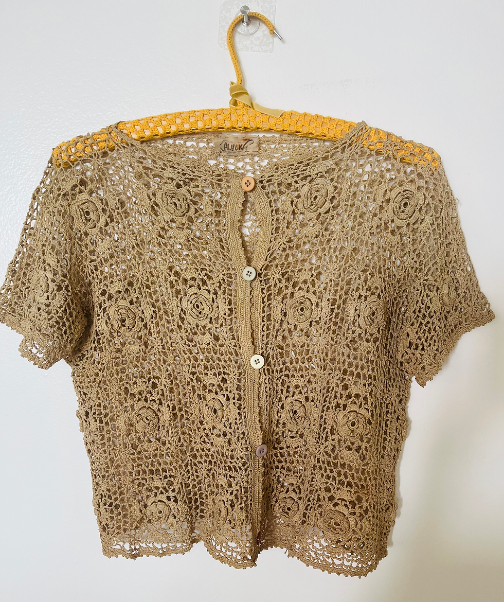 Thumbnail: hand crocheted short sleeved jacket
