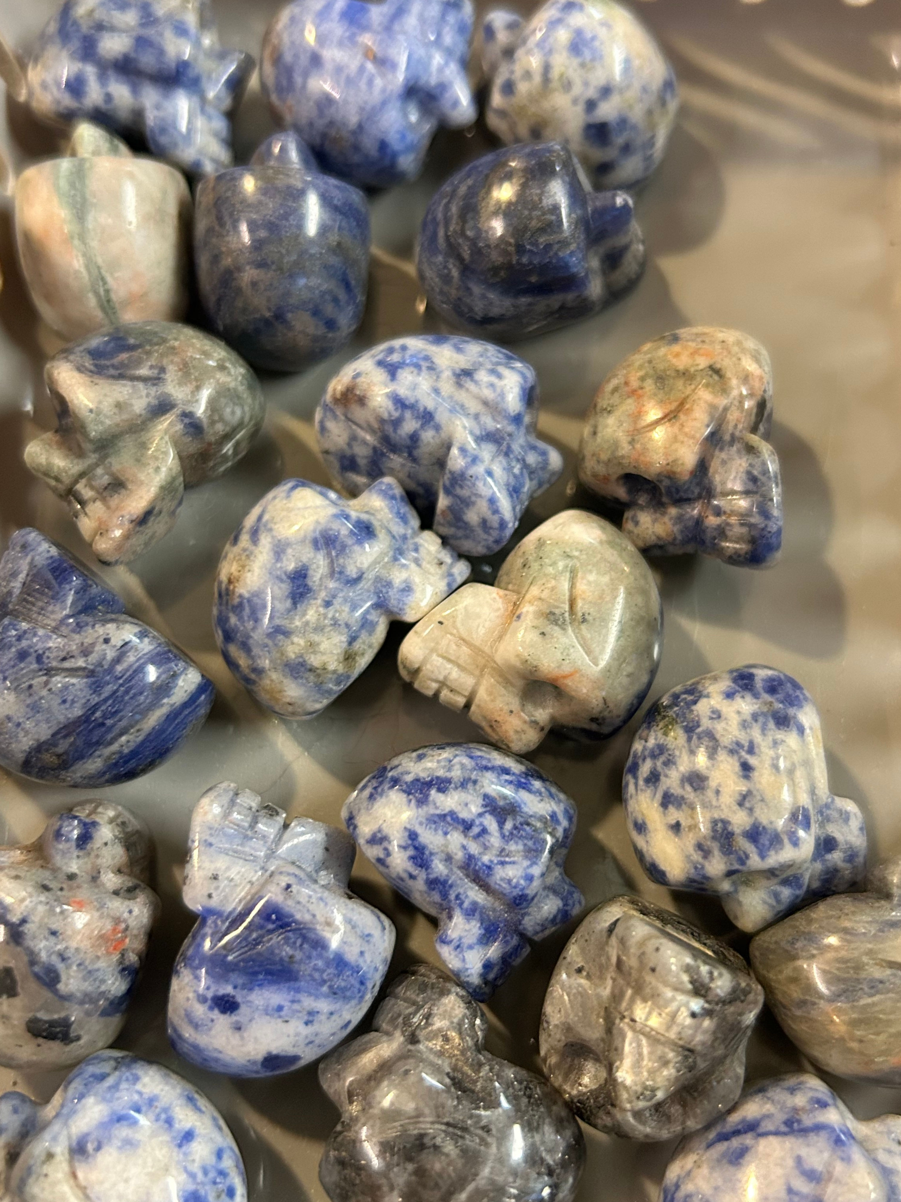 Sodalite Skull Carving Large Tumble stone