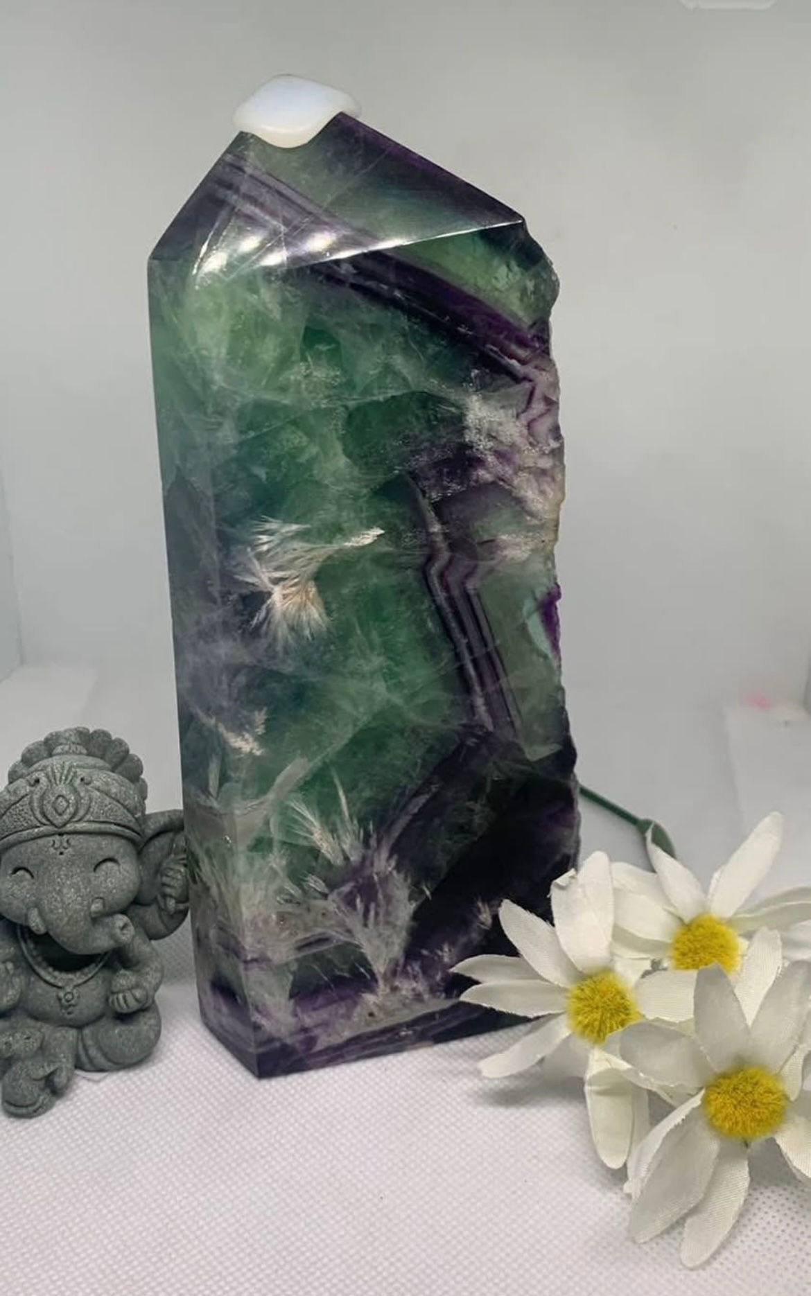 Feathered Rainbow Fluorite Tower