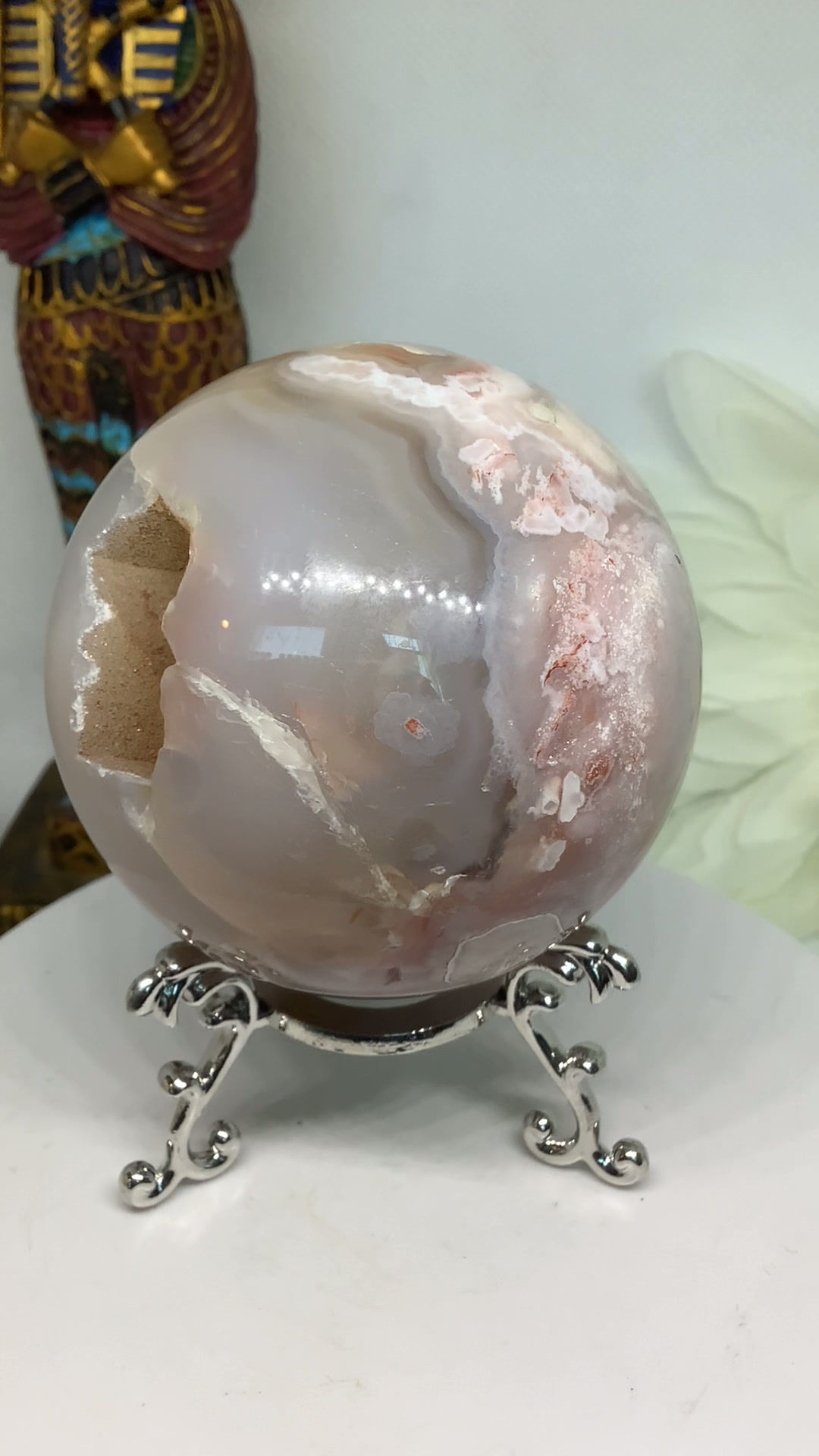 Flower Agate Crystal Sphere