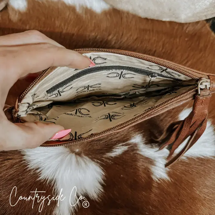 Thumbnail: Stockdale Checkered Cowhide Wristlet Pouch