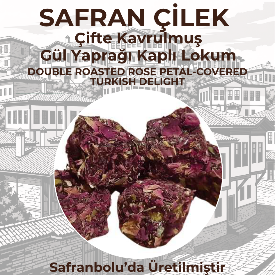 Küçük resim: Çifte Kavrulmuş Antep Fıstıklı Gül Yaprağı Kaplı Lokum 300gr