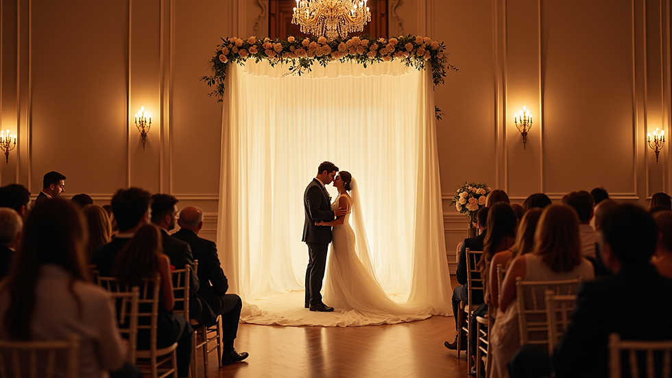 High angle view of a 360-degree photo booth setup at a wedding