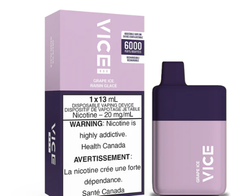 Vice Box Rechargeable Disposable Vape - 6000 Puffs - Grape Ice - Zero Nicotine