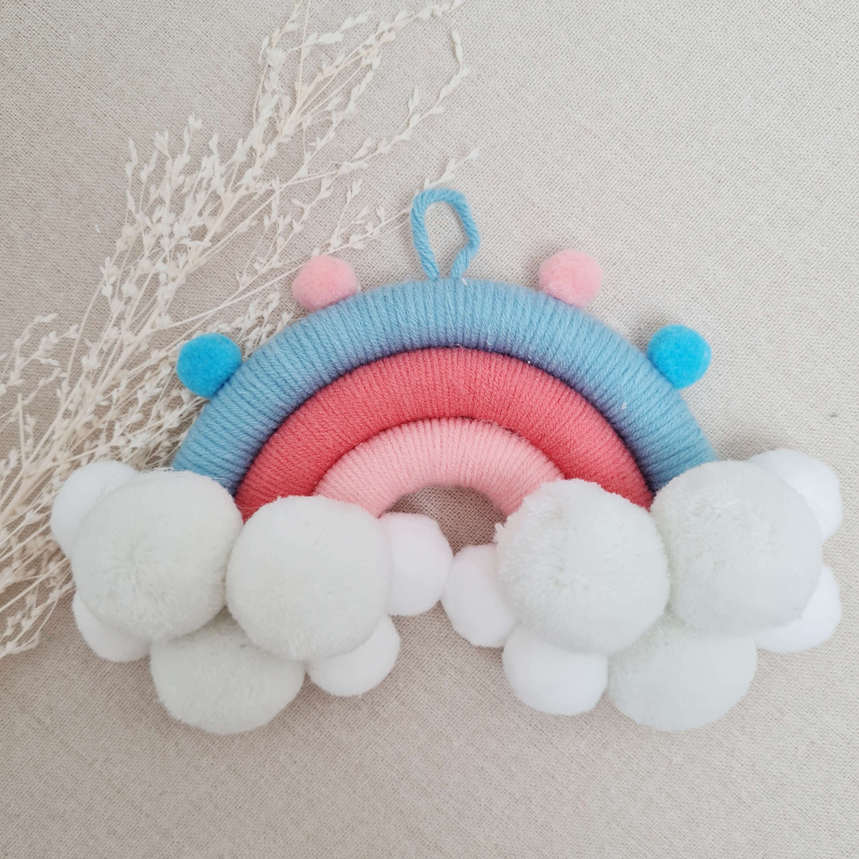 Regenbogen Wanddekoration Wandbehang Kinderzimmer Babyzimmer Babyshower Geburtsgeschenk handgemacht Makramee