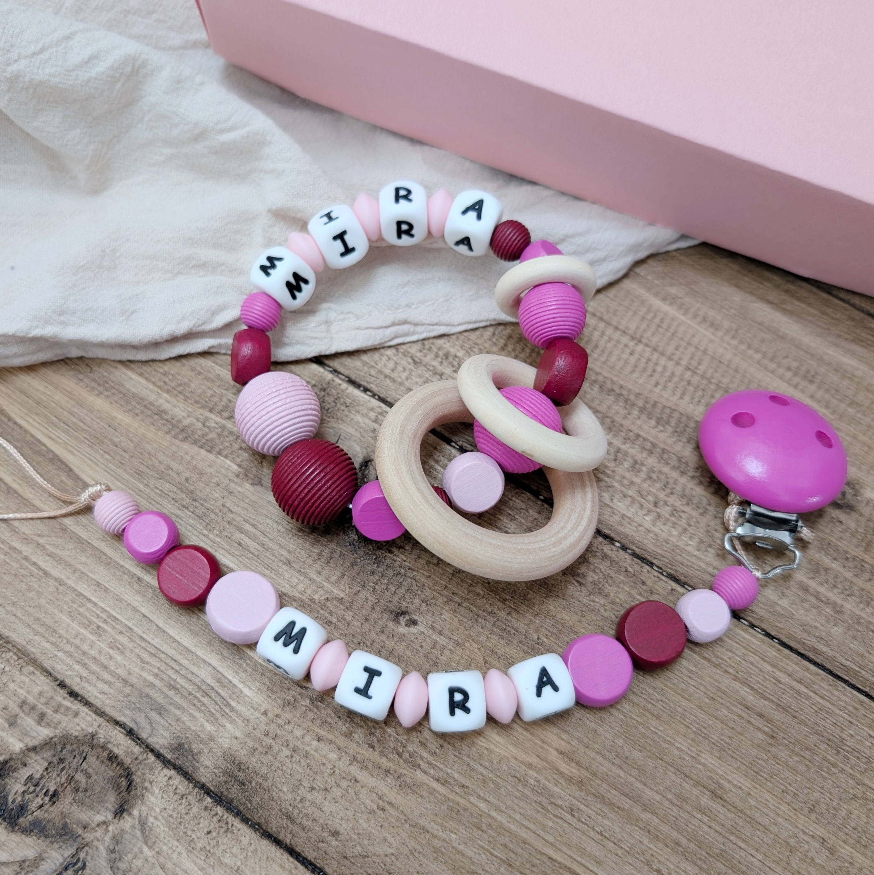 Geschenkset "Pinkes Holz"