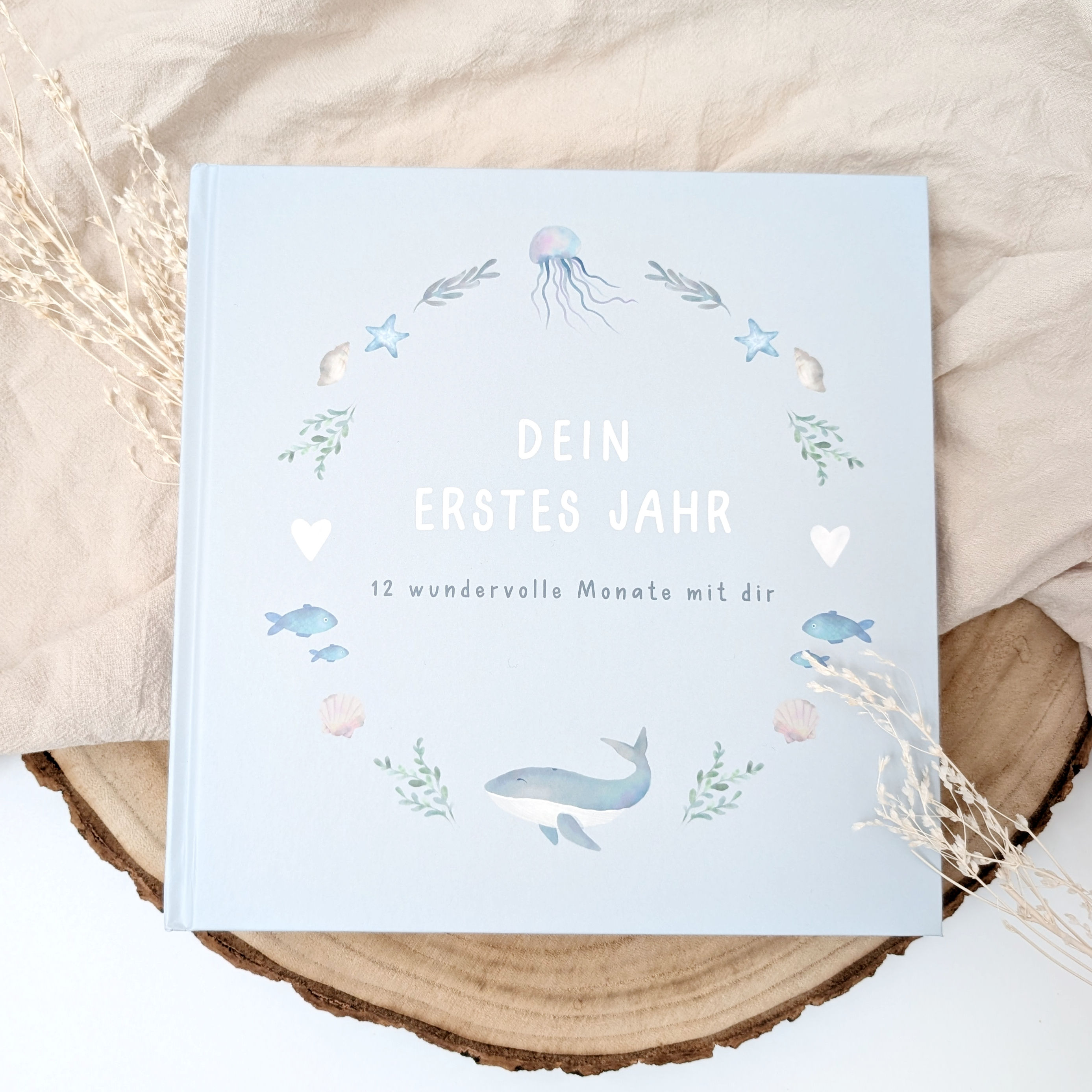 Baby Tagebuch "Dein erstes Jahr", blaue Version mit Meerestieren