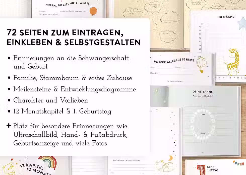 Miniaturbild: Baby Tagebuch "Mein erstes Jahr", blau mit Goldprägung