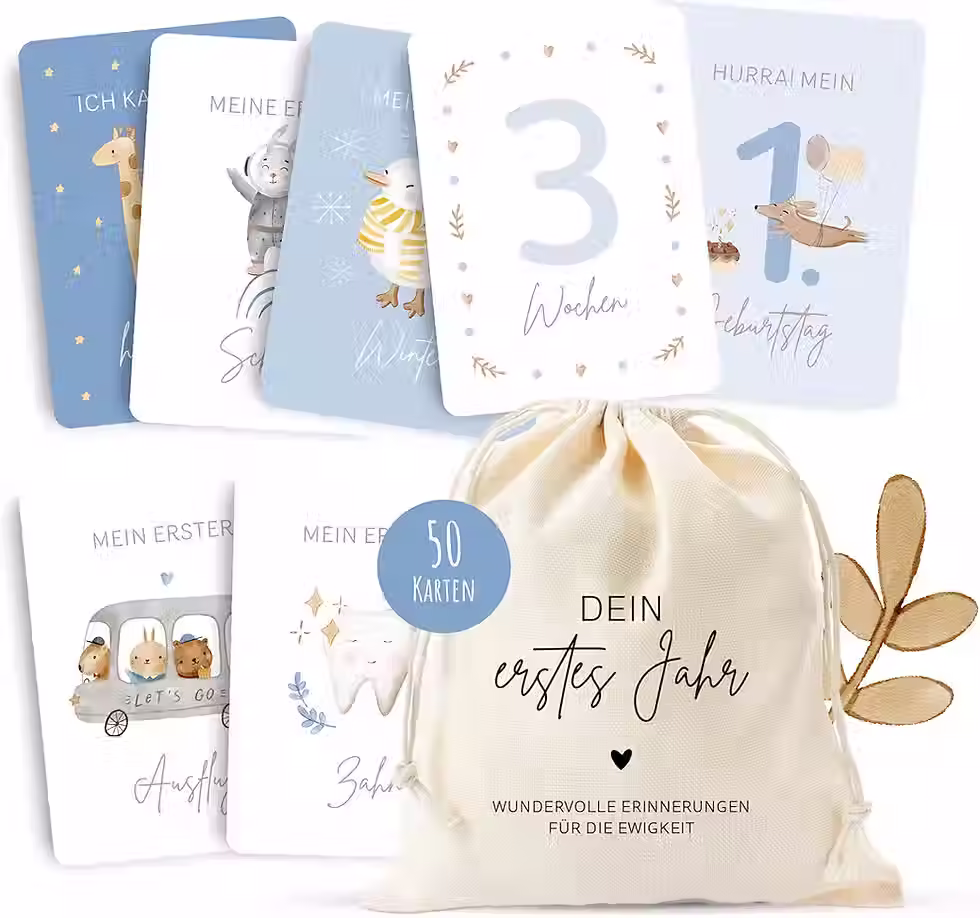 Miniaturbild: Meilensteinkarten "Dein erstes Jahr", blau