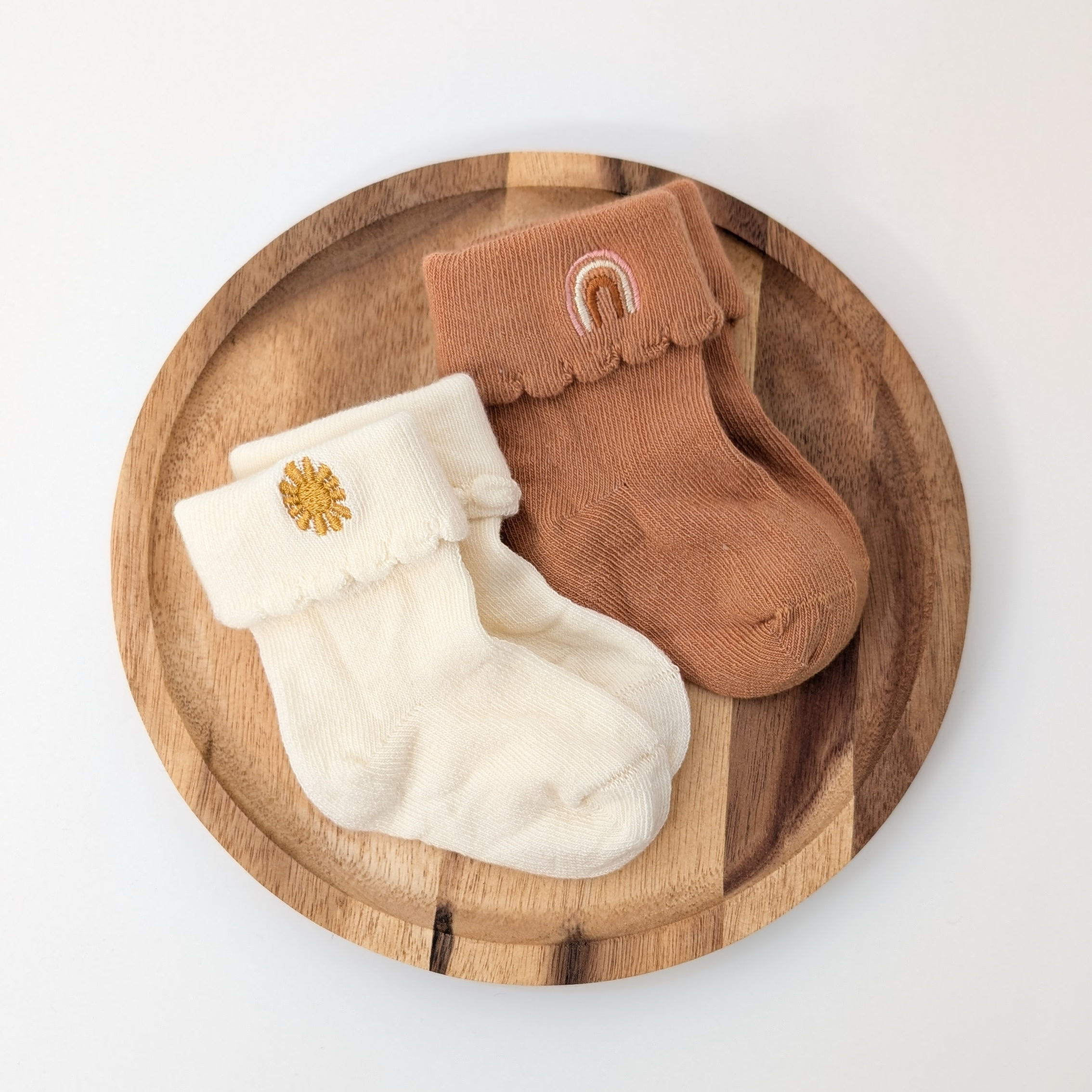 Babysöckli Crème/Braun im Zweierset