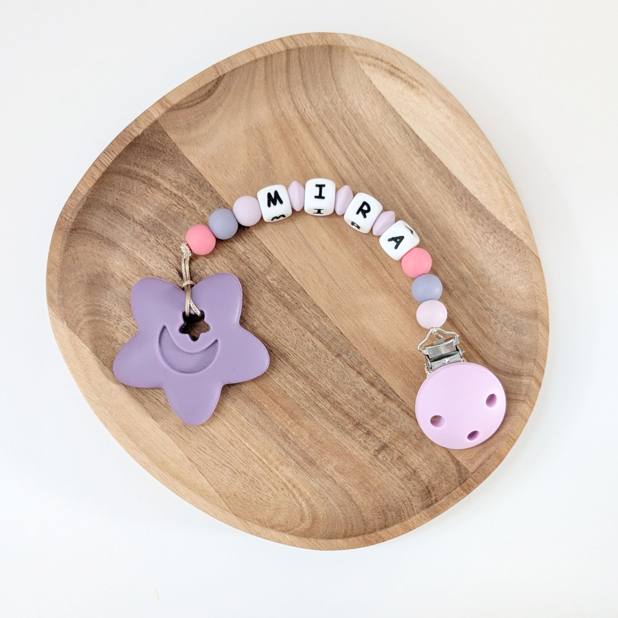 Beisskette / Nuggikette "lila Stern" 