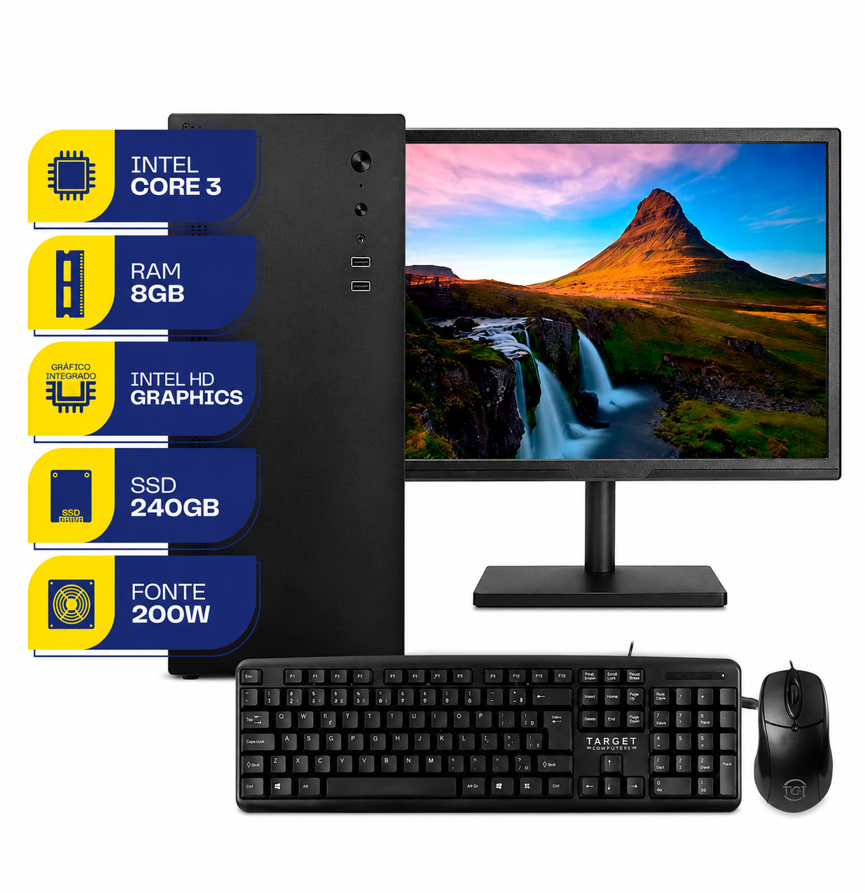 Pc Home Completo, Intel Core I3, 8gb De Ram, Ssd 240gb 240 Gb 8 Gb Intel Hd Grap