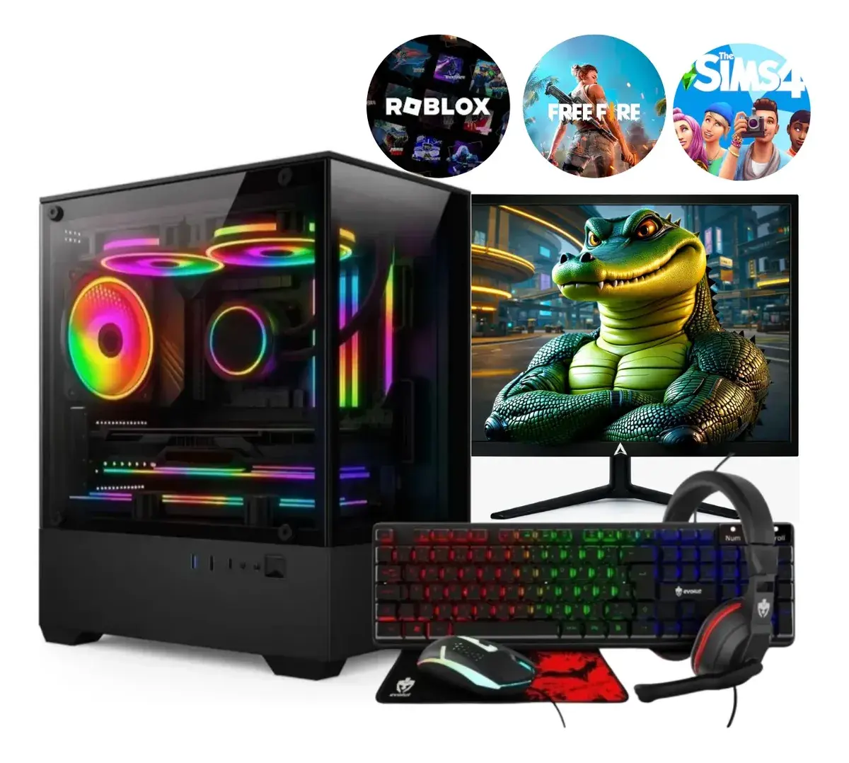Cpu Pc Gamer Completo I5 Ram 16gb Ssd Monitor Kit Gamer