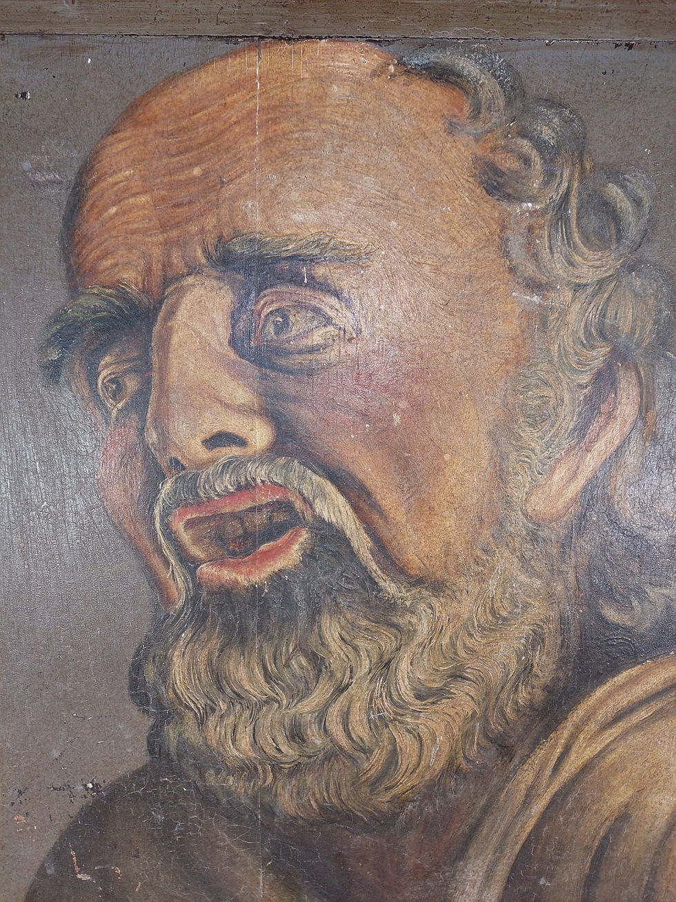 Thumbnail: Antique Original Oil Paining On Board Holy Monk Rasputin