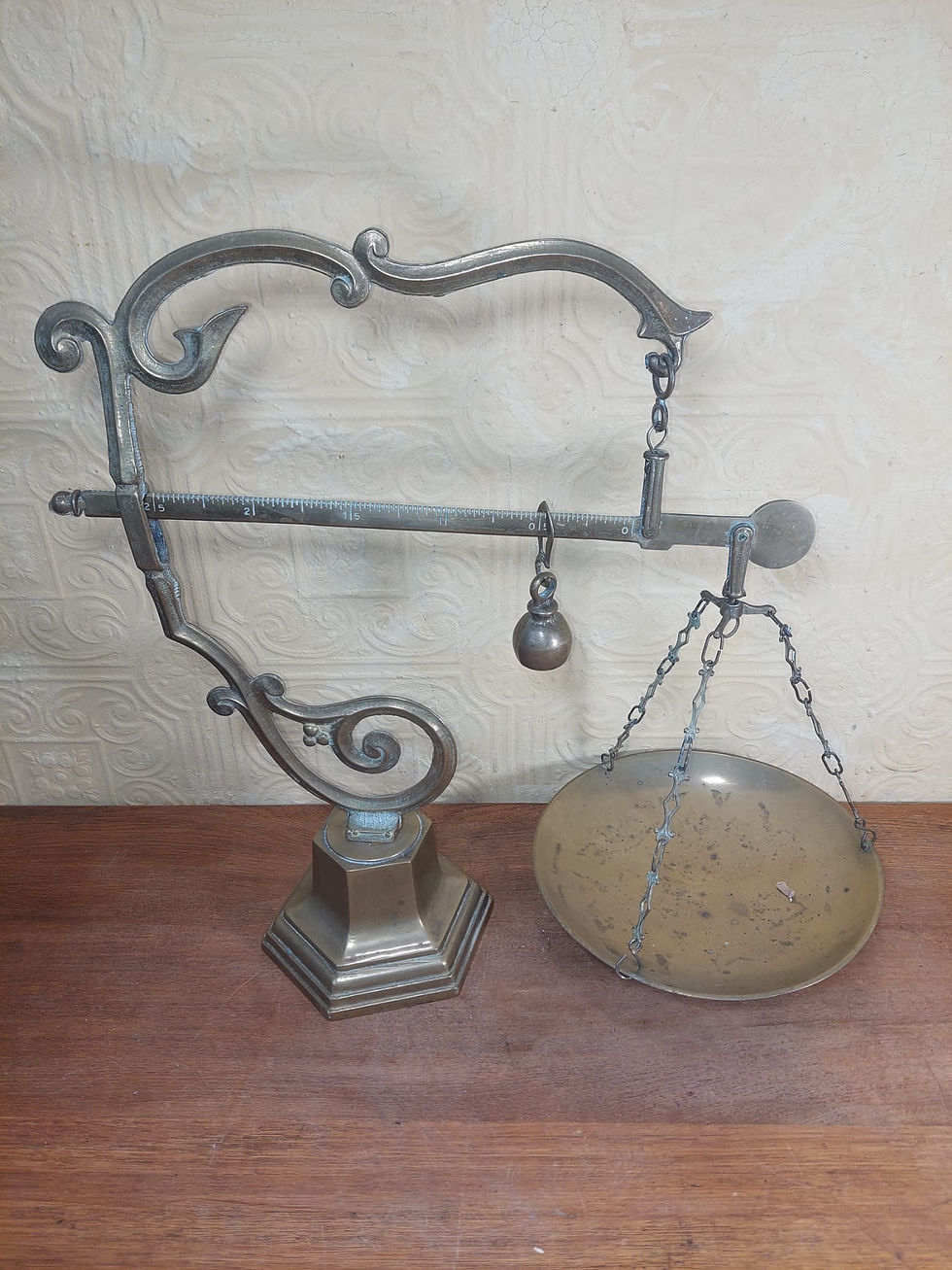 Thumbnail: Large Vintage Brass Steelyard Roman Balance Scale