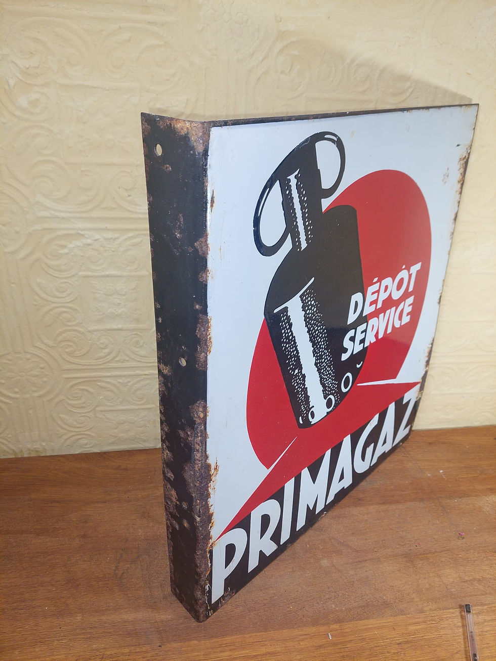 Thumbnail: Vintage French Enamel Double Sided "Primagaz" Advertising Sign