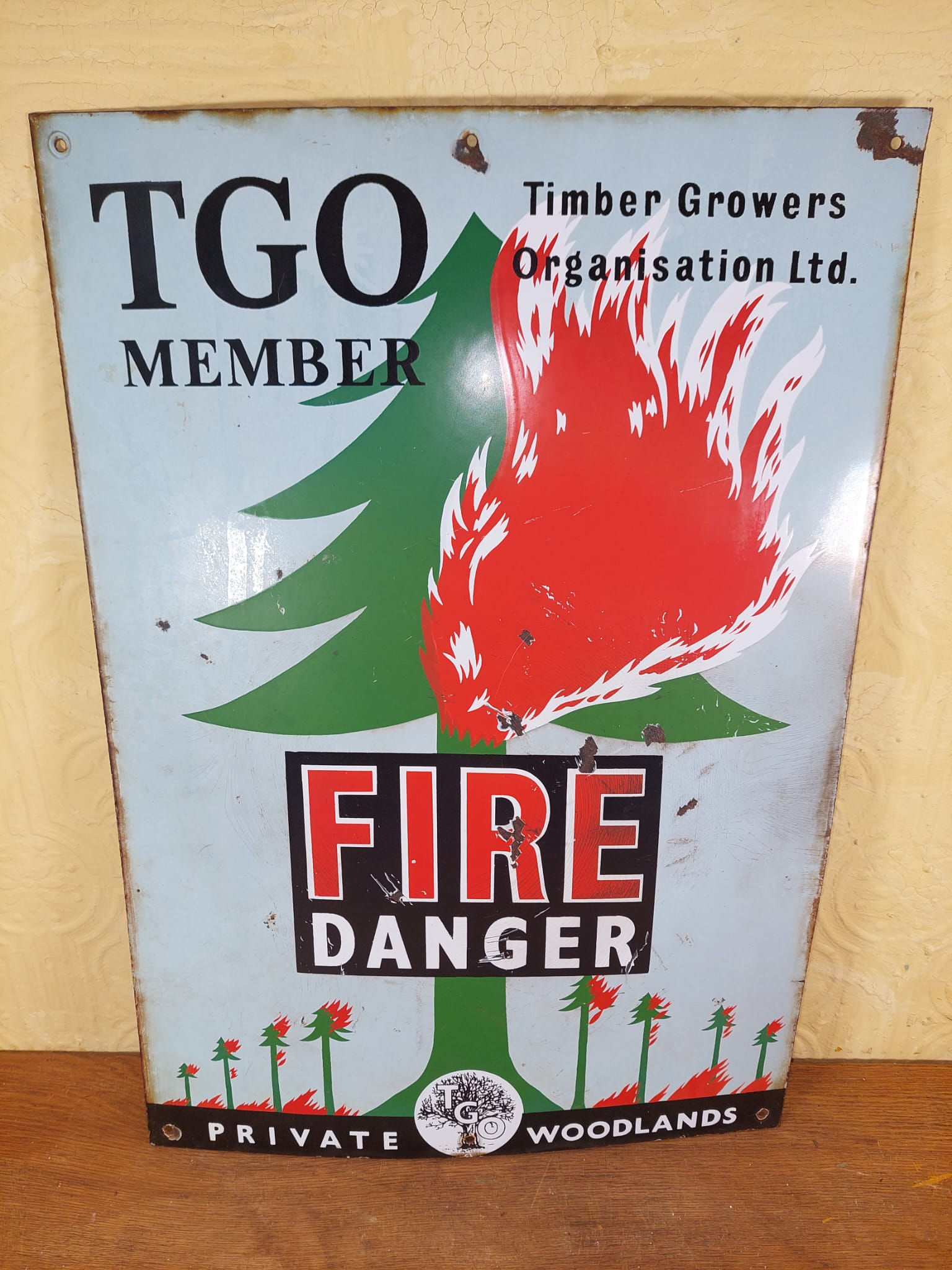 Vintage Original Enamel Forrest Fire Warning Sign 