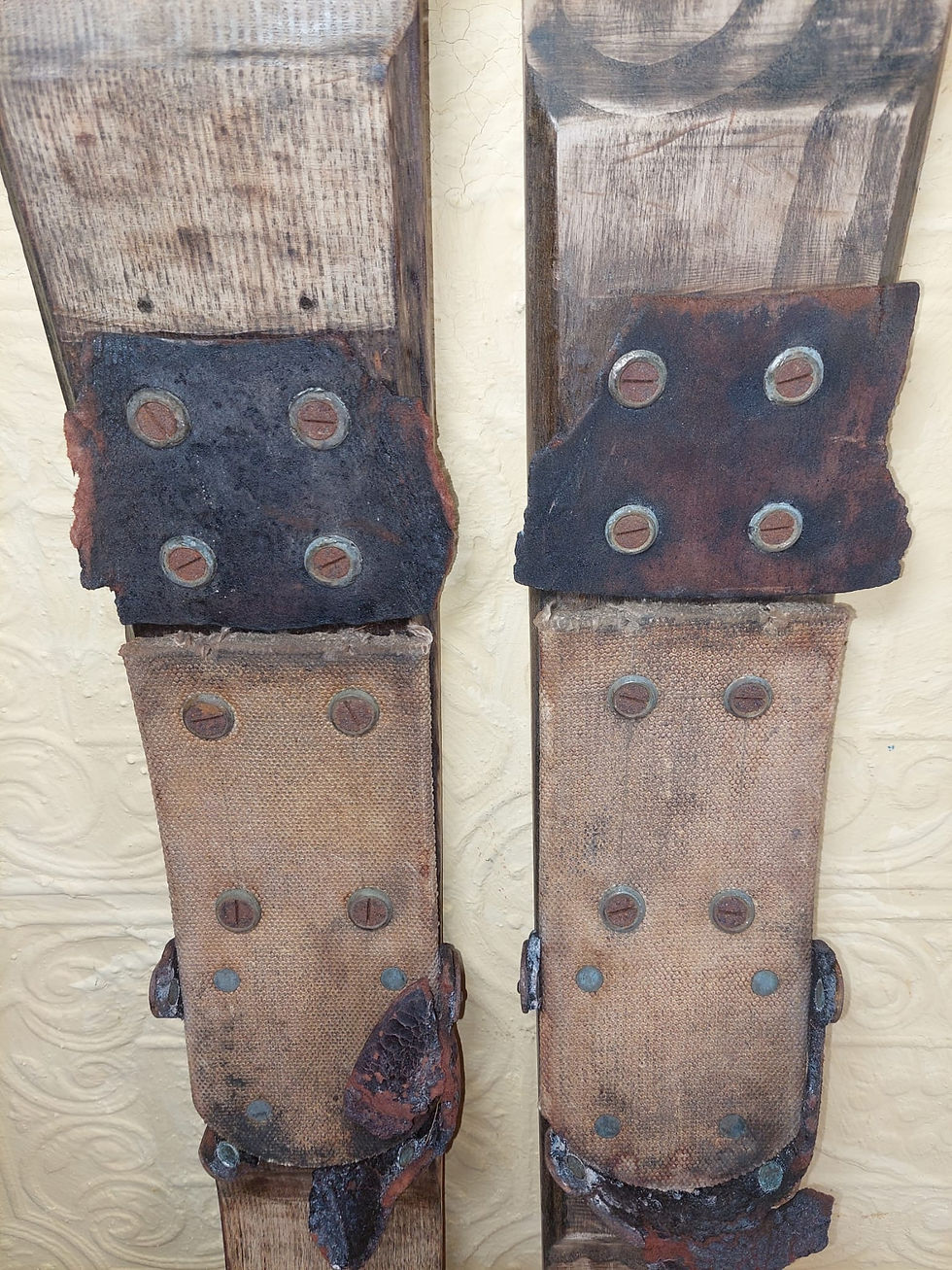 Thumbnail: Pair Of Antique Short Wooden Curved Skis