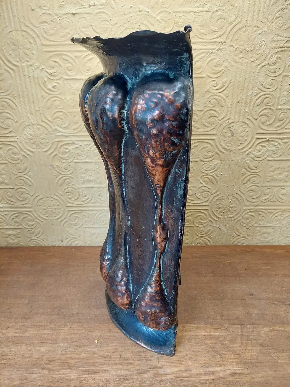 Thumbnail: Original Antique Art Nouveau Hand Hammered Copper Stick / Umbrella Stand