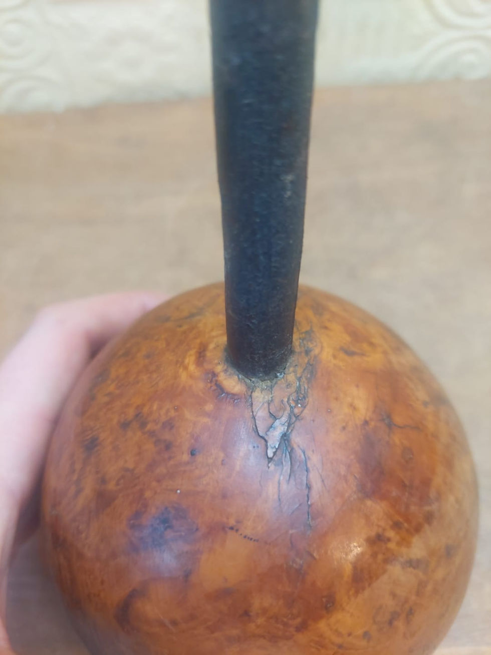 Thumbnail: Antique Reclaimed French Hardwood Newel Post Ball Cap Finial