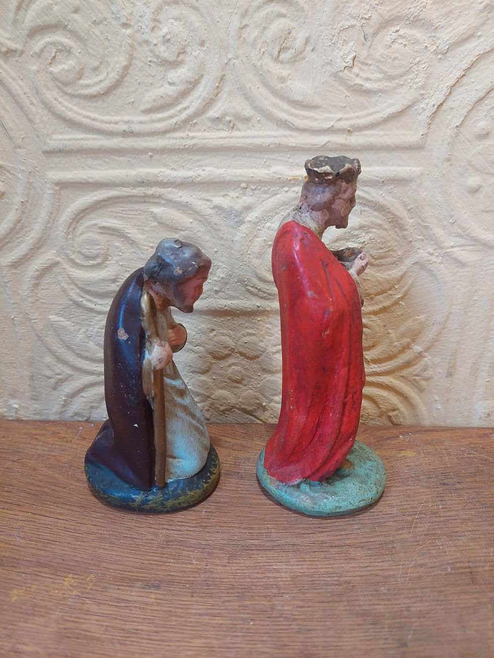 Thumbnail: Vintage French Nativity Set With 8 Hand Painted Ceramic Figures Santons