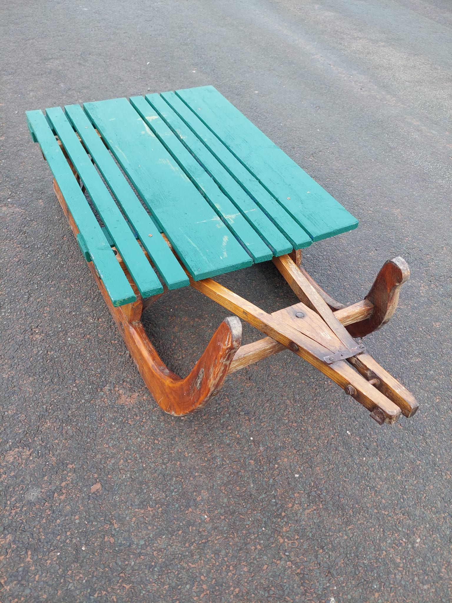 Very large Antique French Wooden Transportation Or Display Sled Sledge