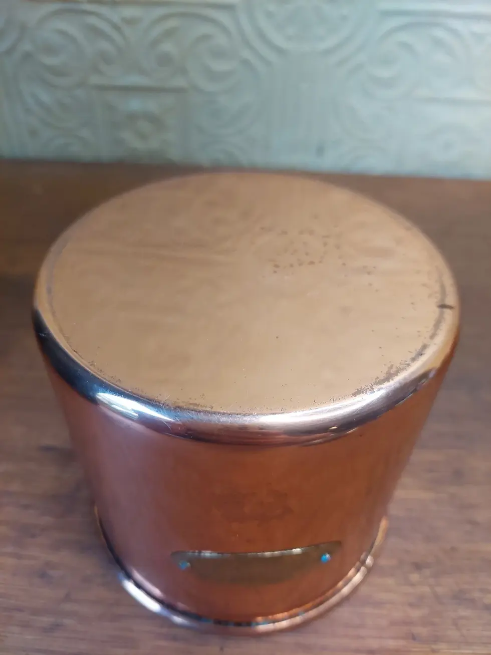 Thumbnail: Set Of 3 Vintage French Copper Kitchen Cannisters Tea Coffee Sugar