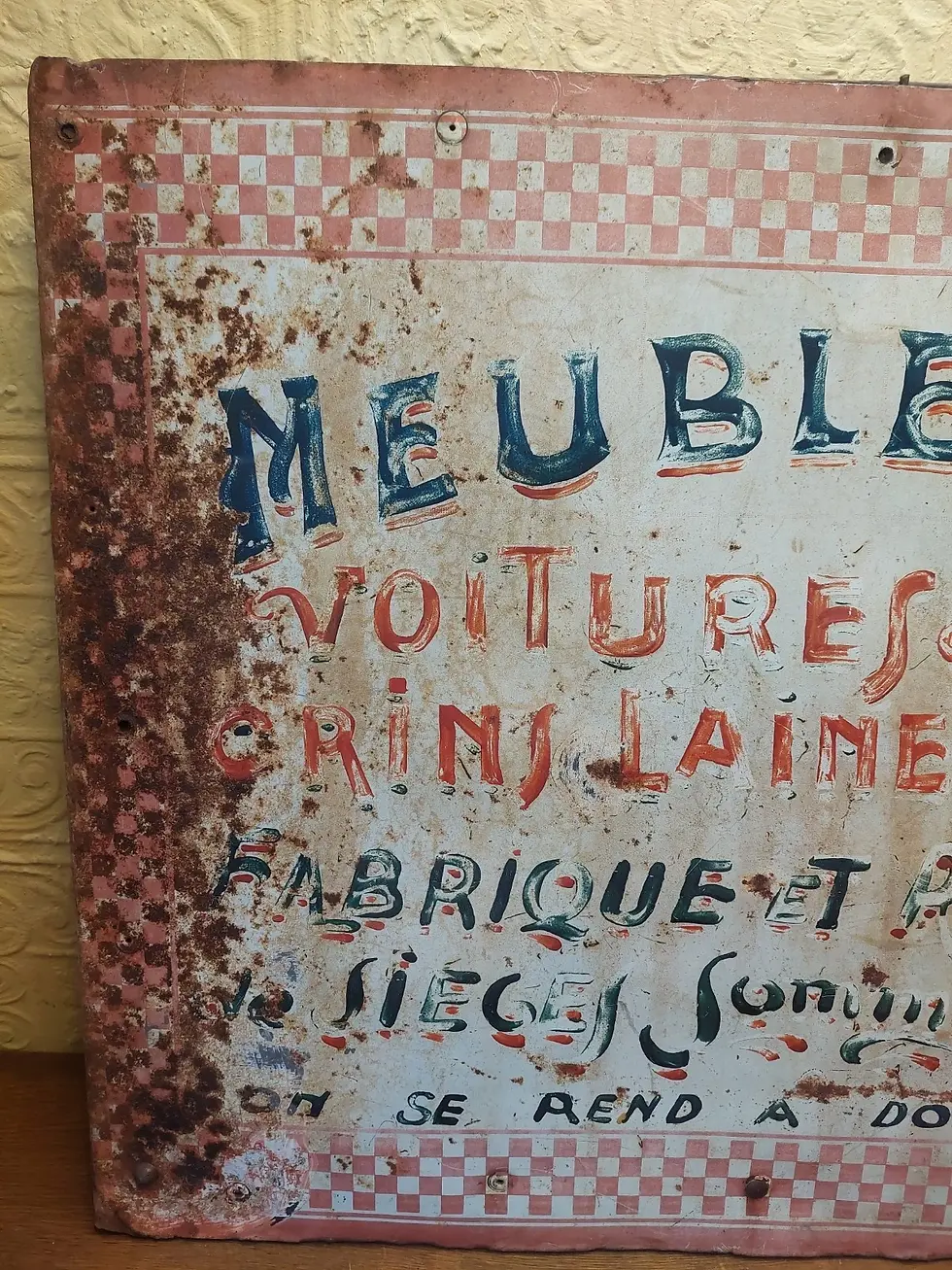 Thumbnail: Vintage French Hand Painted Shop Sign For Beds & Bedding