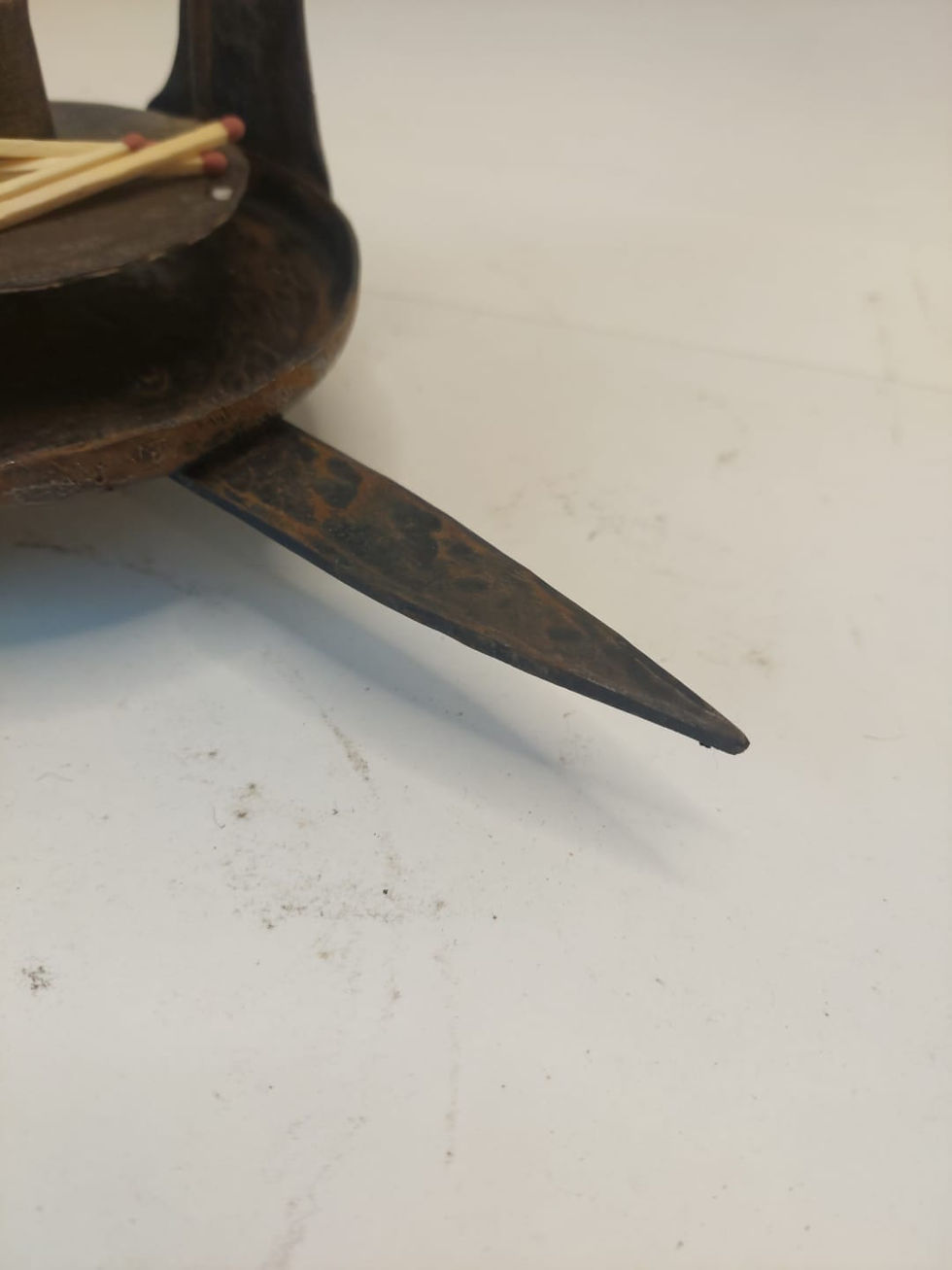 Thumbnail: Antique French Hand Forged Candlestick With Swinging Gimbal