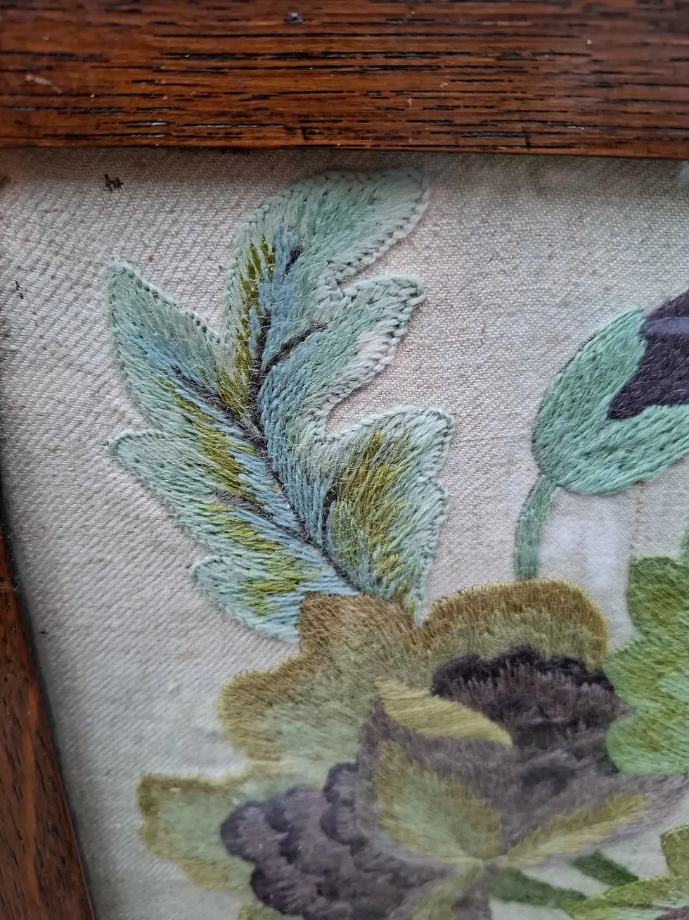 Thumbnail: Vintage Wooden Fire Screen Guard With Floral Embroidery Design
