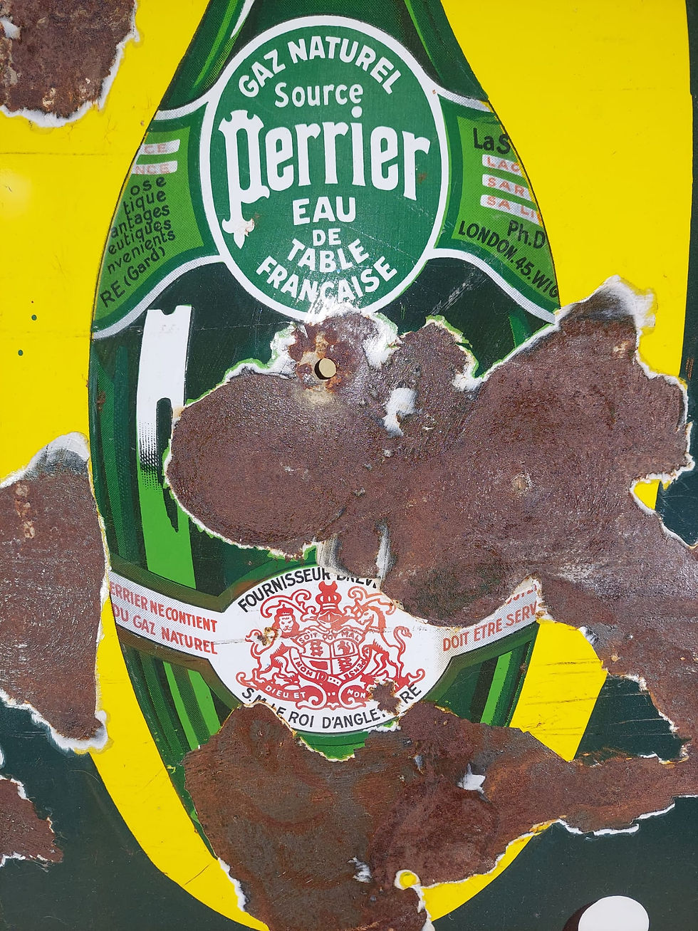 Thumbnail: Very Large Original French Enamel "Perrier" Water Advertising Sign 