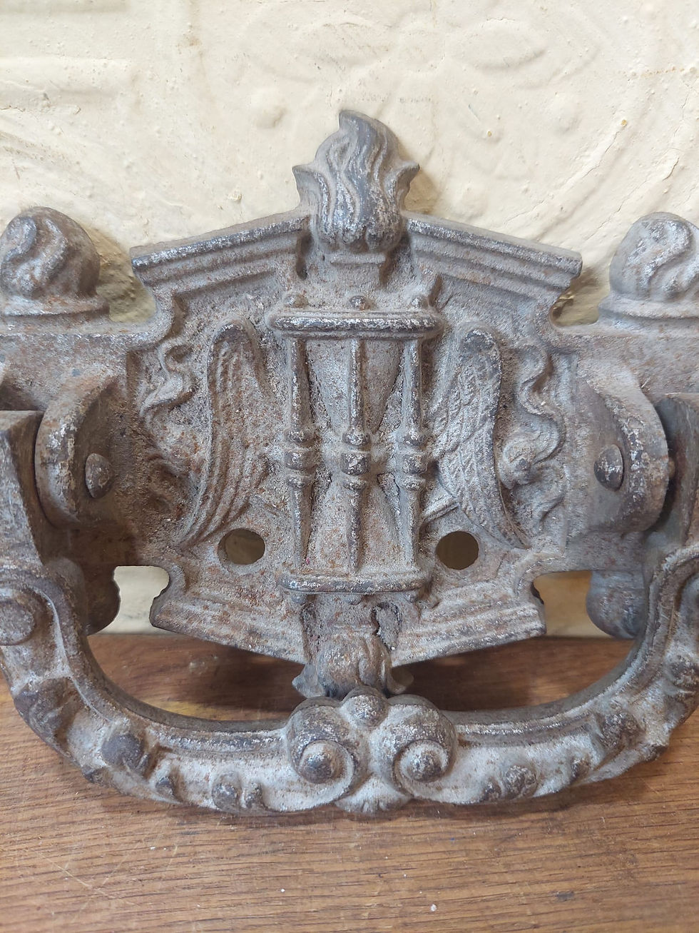 Thumbnail: Large Antique Reclaimed Cast Iron Masonic Door Pull Handle Knocker