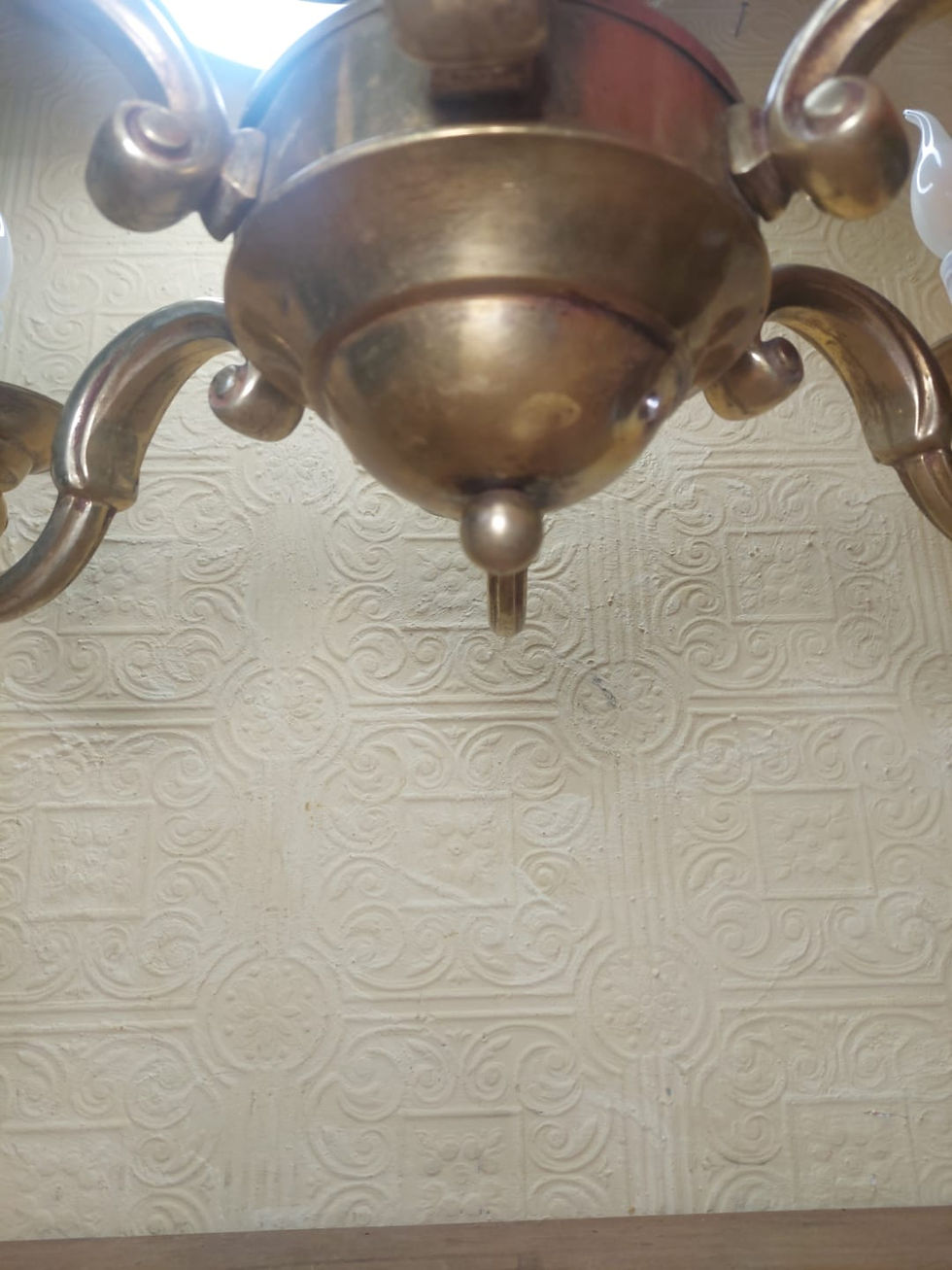 Thumbnail: Antique French Brass 6 Candle Light Chandelier