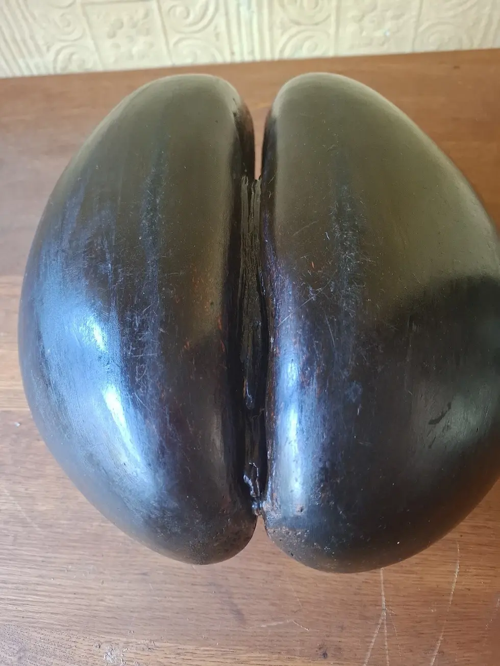 Thumbnail: Vintage Coco De Mer Carved Nut Bowl