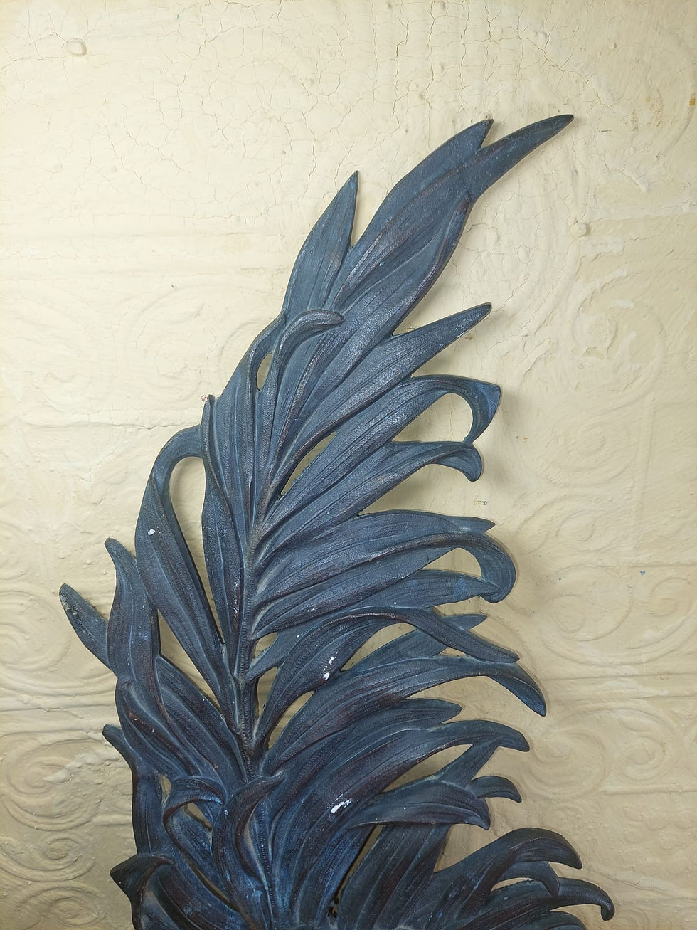 Thumbnail: Antique French Bronze Palm Leaf Shaped Plaque 