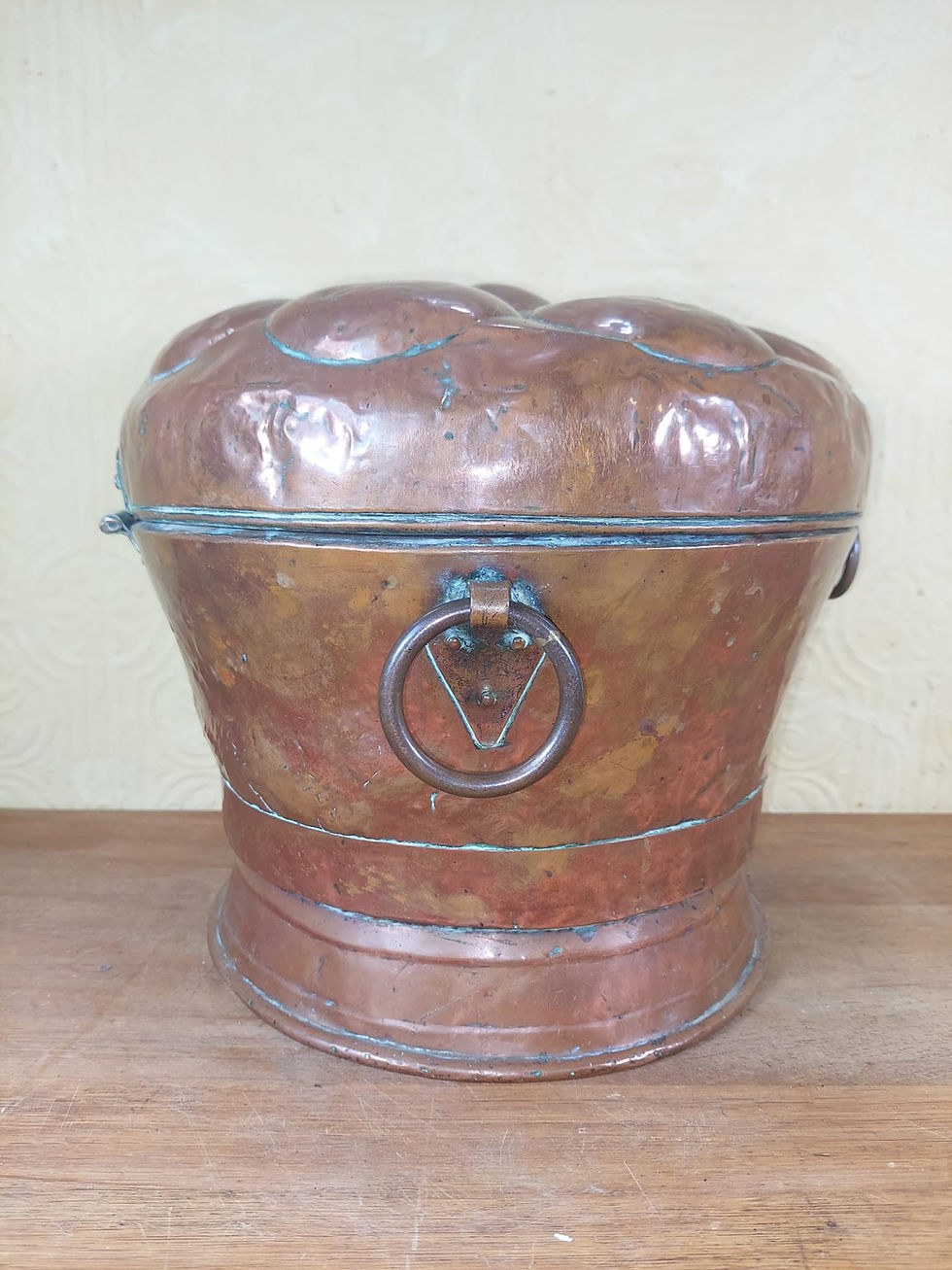 Thumbnail: Large Antique Hammered Copper Arts & Crafts Bread Box