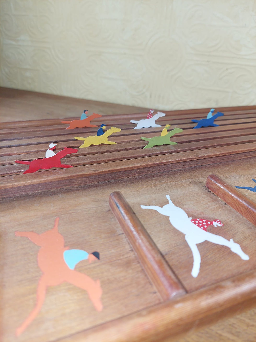 Thumbnail: Vintage French Wooden "Le Derby" Horse Riding Game 