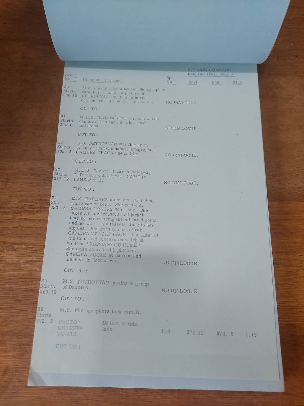 Thumbnail: Original 1976 "Not Now Comrade" Film Script With Certificate Of Authenticity