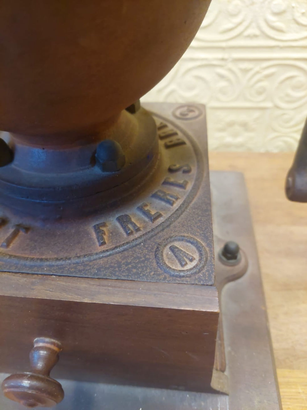 Thumbnail: Antique French Large Iron "Peugeot Freres" Coffee Grinder