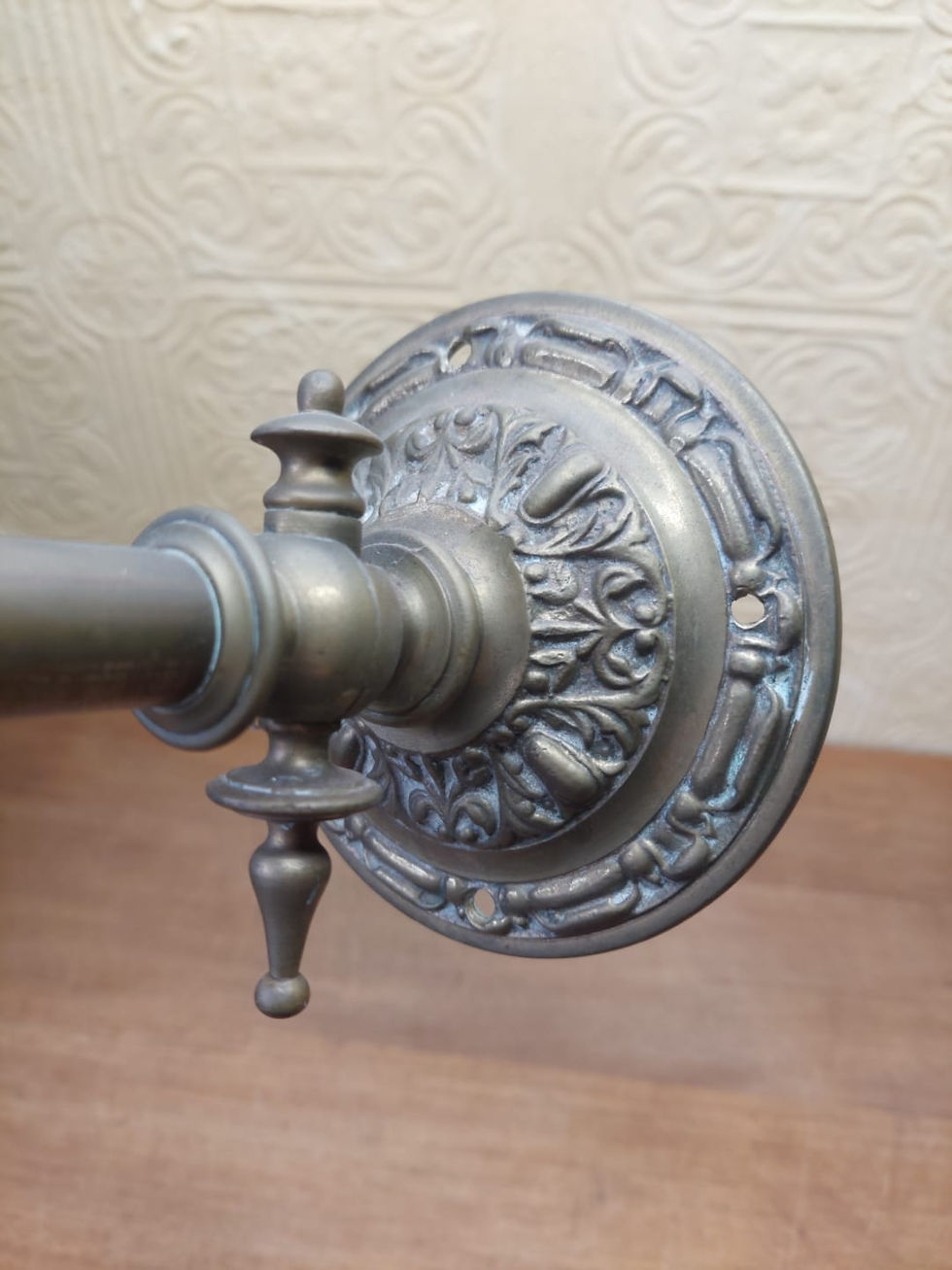 Thumbnail: Antique Brass Electrified Gas Lamp With Glass Shade