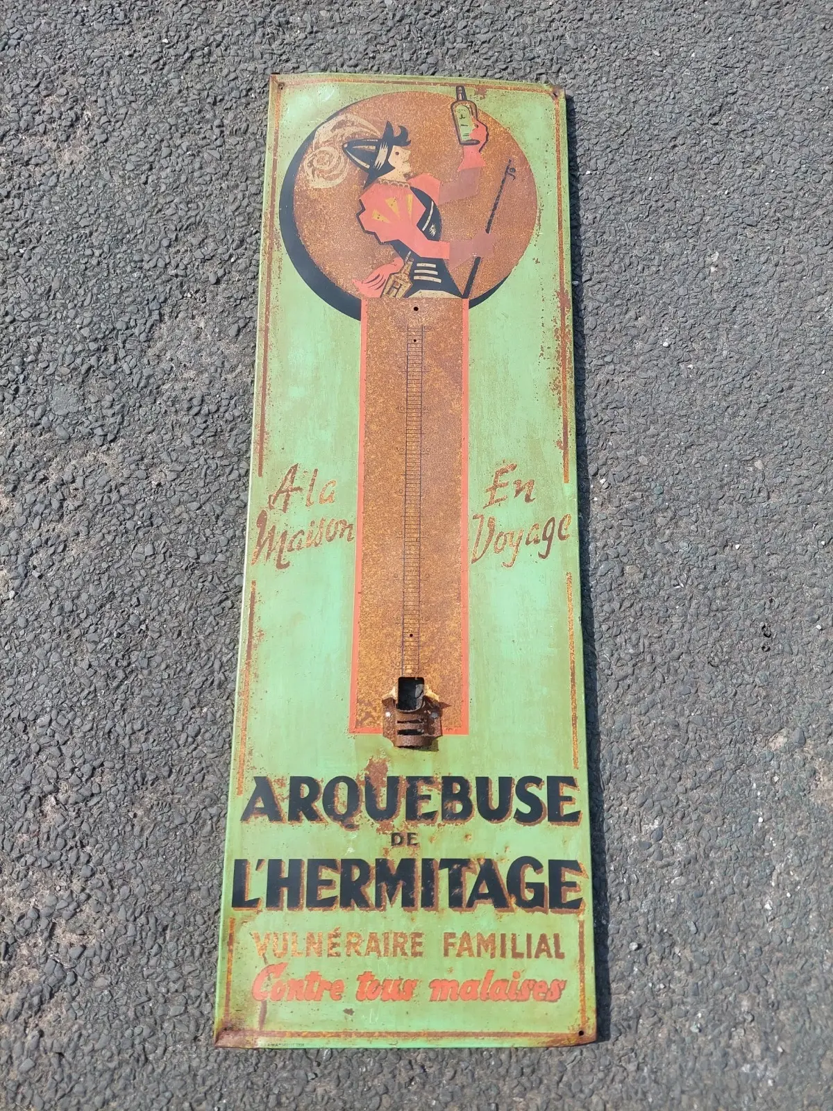 Vintage French 1958 Original Thermometer Advertising Medicine Sign