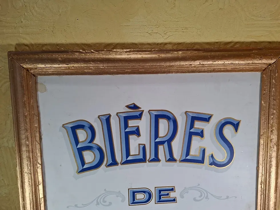 Thumbnail: Large Vintage French Printed Beer Advertising Sign On Board "La Meuse"