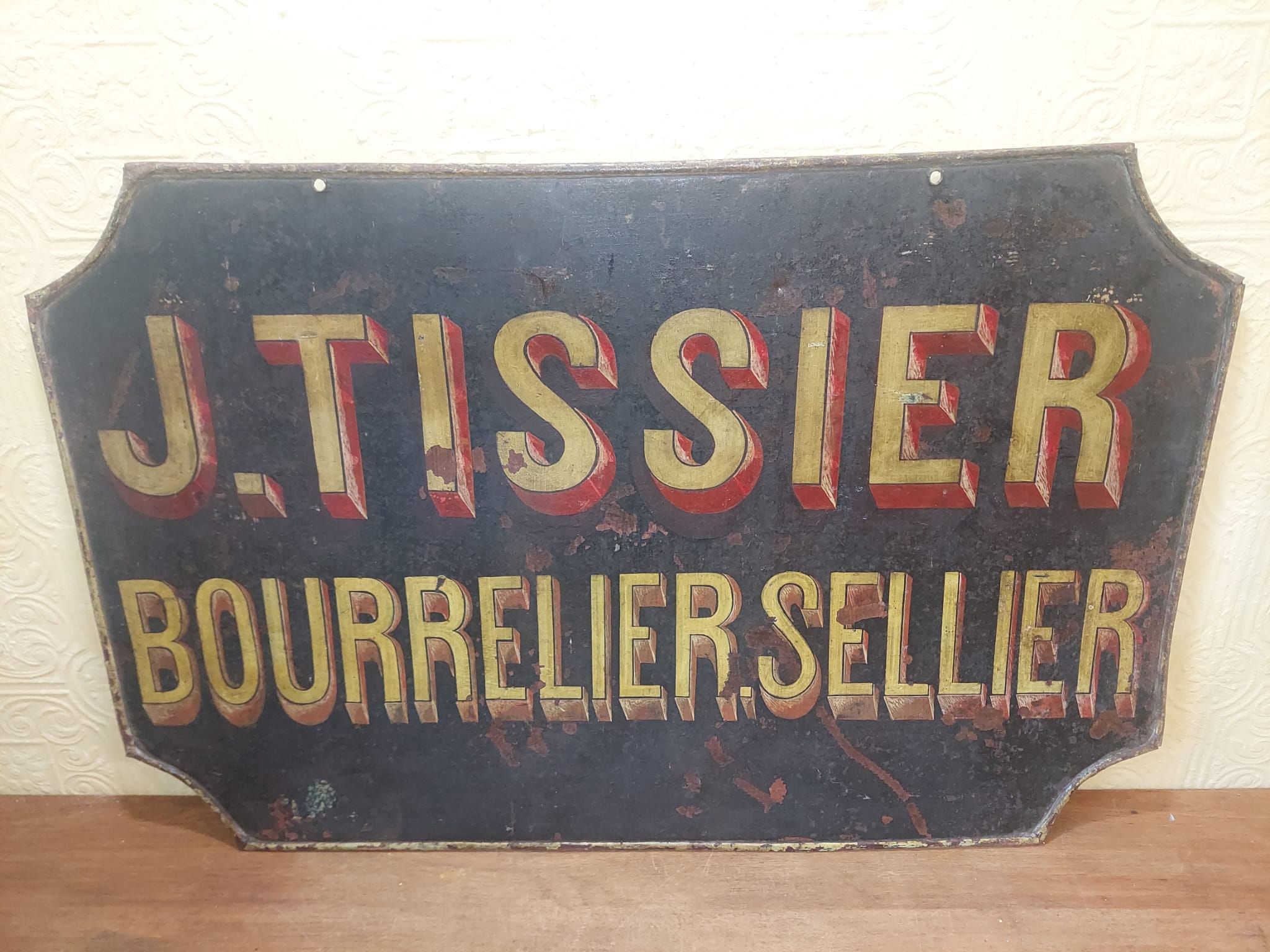 Genuine Antique Hand Painted Shop Sign For A Saddle & Horse Tack Maker