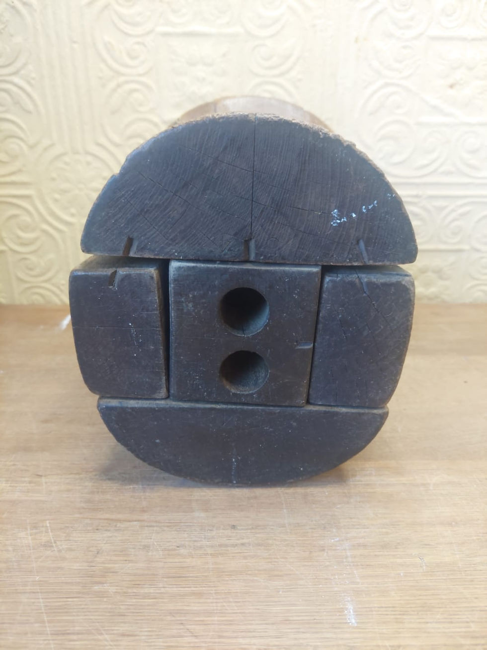 Thumbnail: Antique French 5 Piece Wooden Hat Stand Block