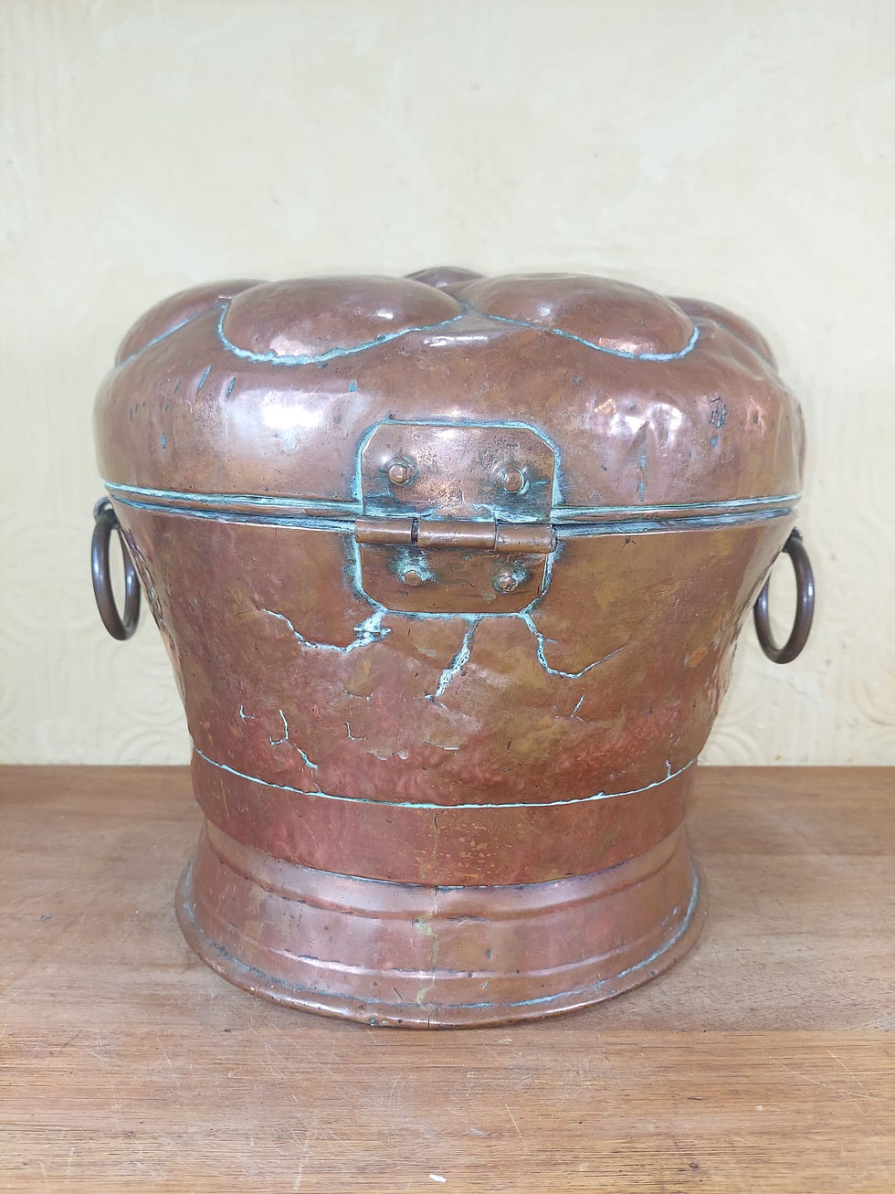 Thumbnail: Large Antique Hammered Copper Arts & Crafts Bread Box