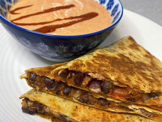 Sheet Pan Black Bean Quesadillas with Cashew Cheeze Sauce